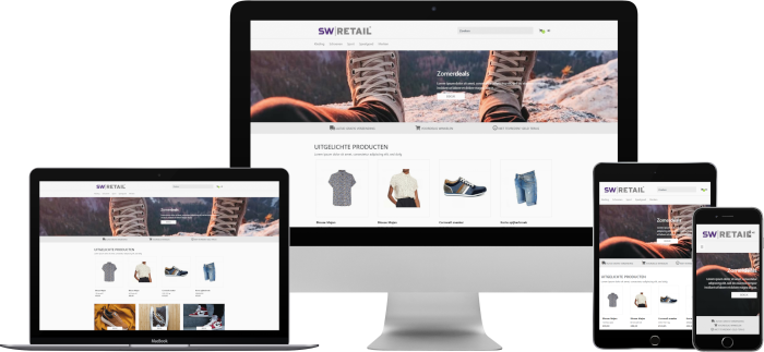 SW-Retail webshop op desktop, laptop, tablet en mobiel