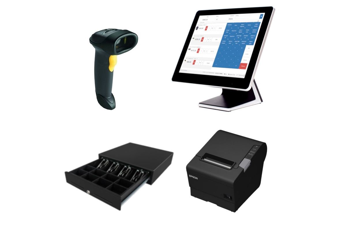 Kassahardware barcode scanner, kassa, geldlade, bonprinter